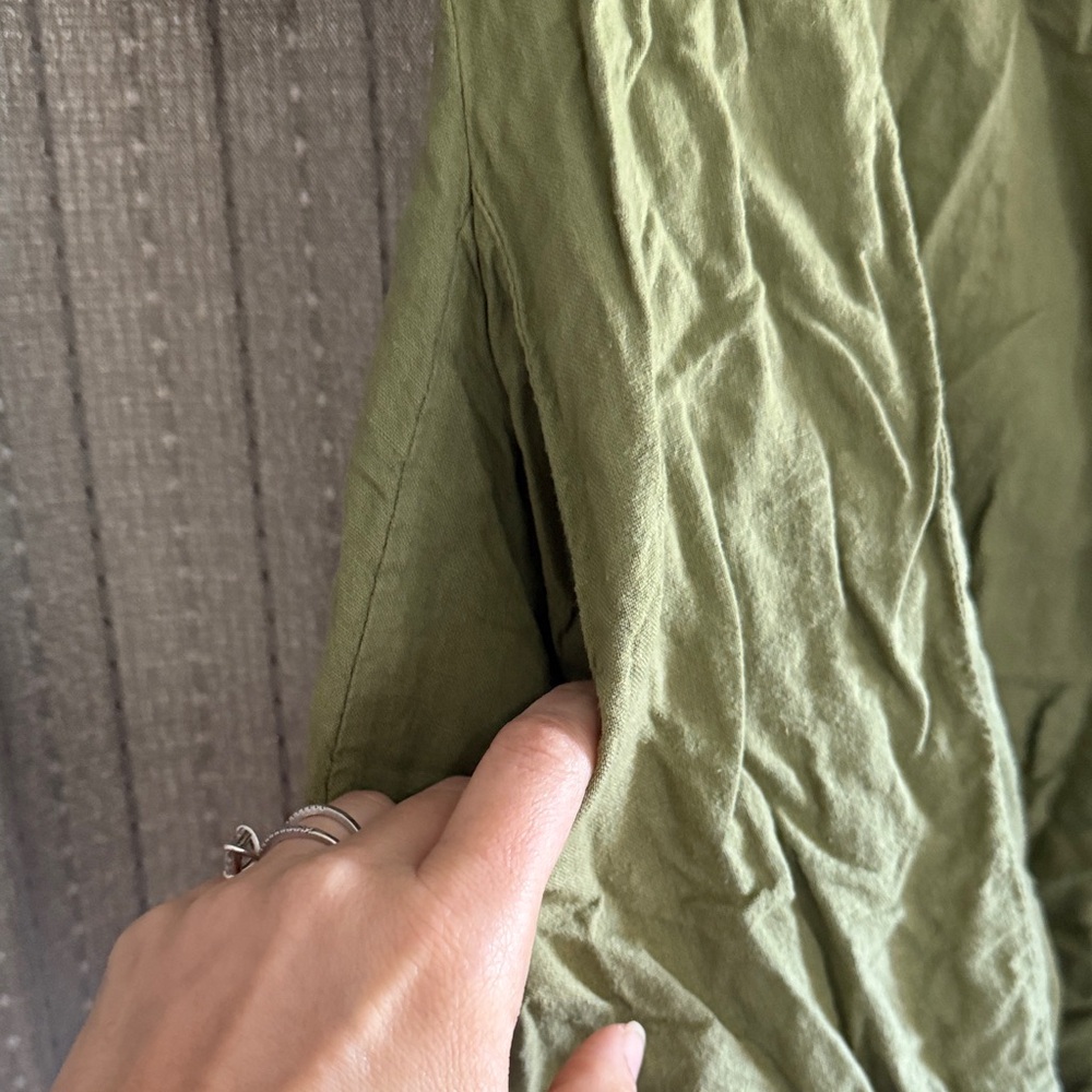 Women's Olive Green Button-Down Tunic Shirt Dress - Picture 4 of 7